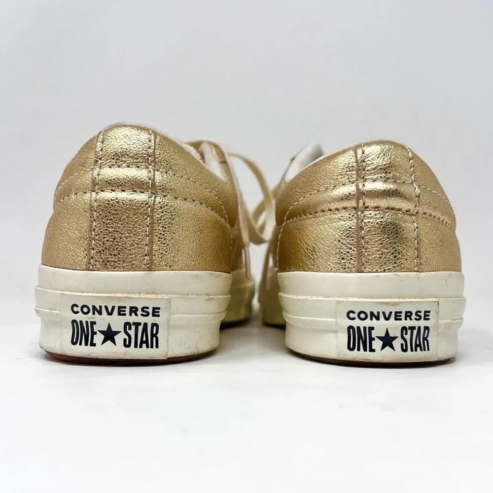Converse One Star Metallic Gold Egret Leather Low 161589C Skate Sneaker 7